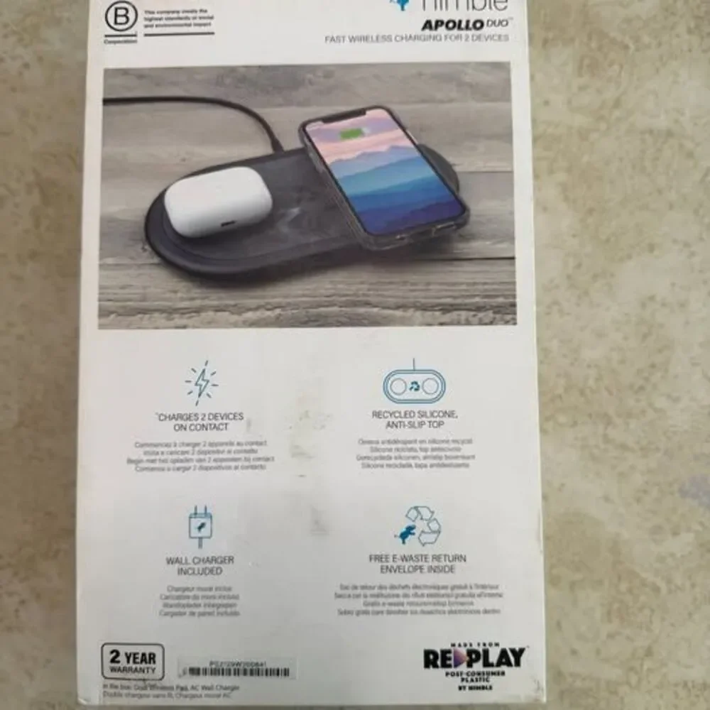 Nimble Apollo Duo Fast Wireless Charging Pad 15W for 2 Devices Apple & Android